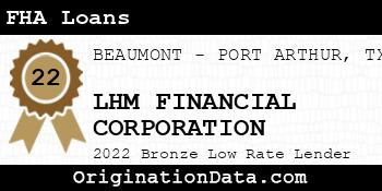 LHM FINANCIAL CORPORATION FHA Loans bronze